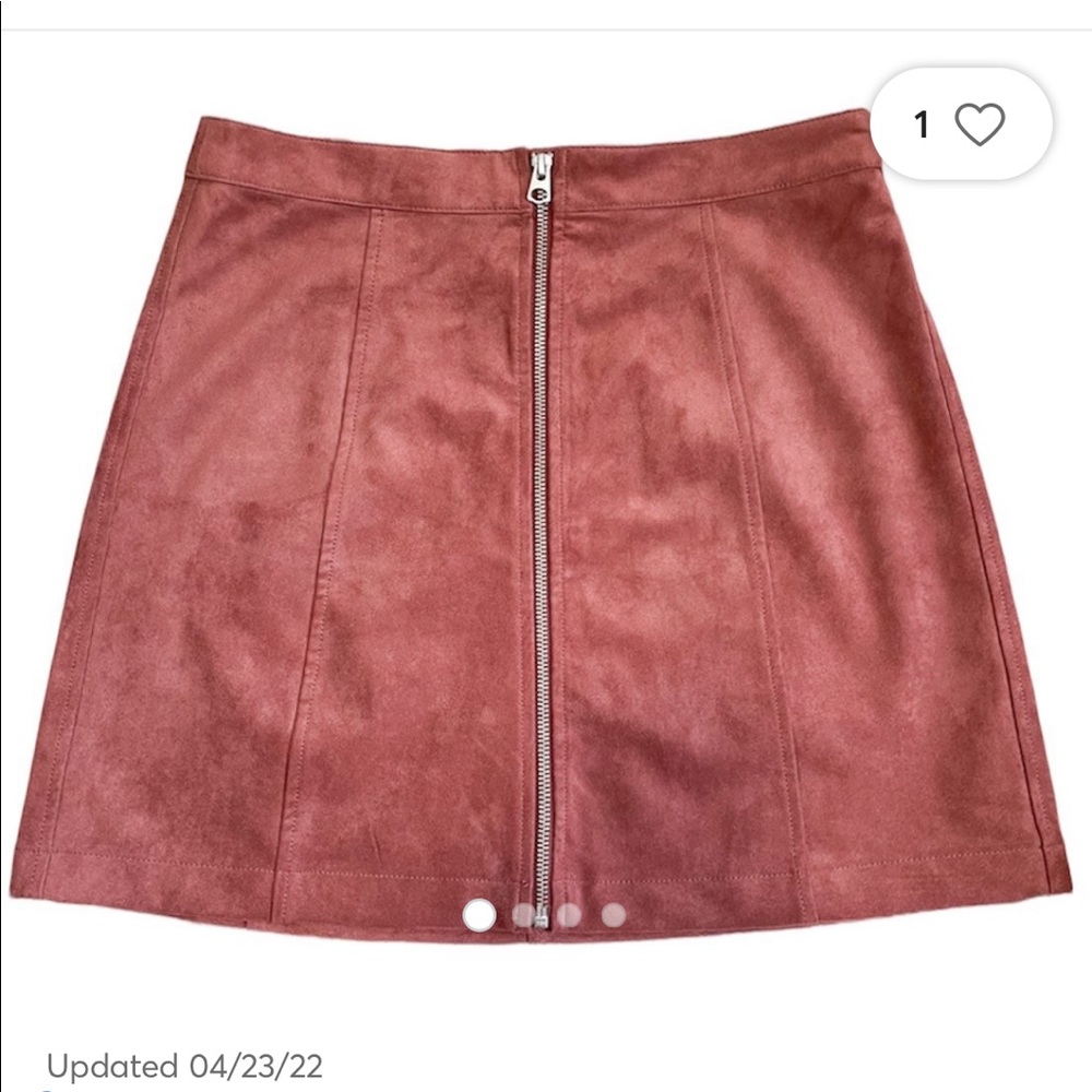 Wilfred Free Aritzia Zip Up Mini Skirt Faux Suede Vegan Size 8 Brown Pink